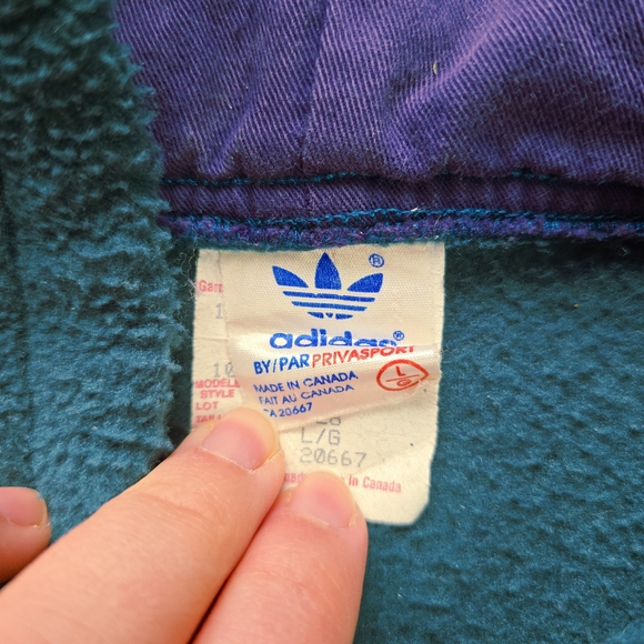 Vintage Unisex Teal Adidas Adventure Fleece Zip Up Hoodie - Picture 16 of 16